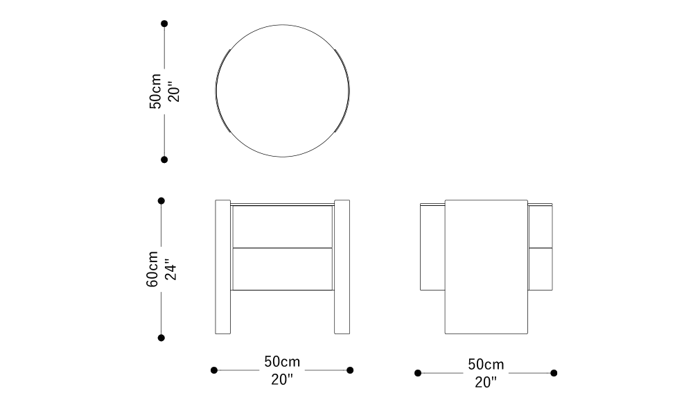 Image of the main dimensions of the product